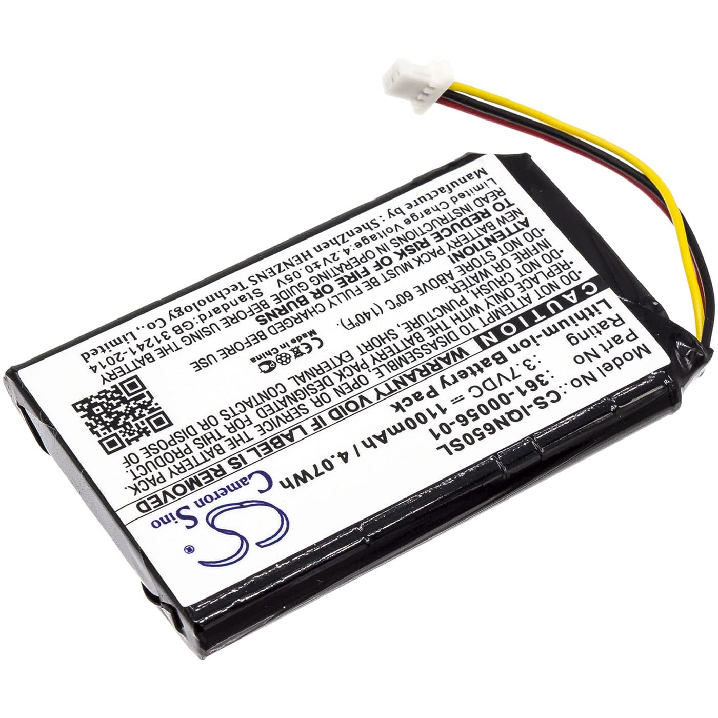 Cameron Sino Battery for Garmin 010-01211-01, Nuvi 53, Nuvi 53LMT, Nuvi 65, Nuvi 65LM, Nuvi 65LM 6 PN:Garmin 361-00056-01 1100mAh