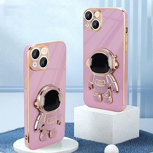 Miniatura 2 de Pepmune Funda para iPhone 15, lindo soporte de astronauta 3D con 2 protectores de pantalla protección de cámara Soporte de silicona suave a prueba