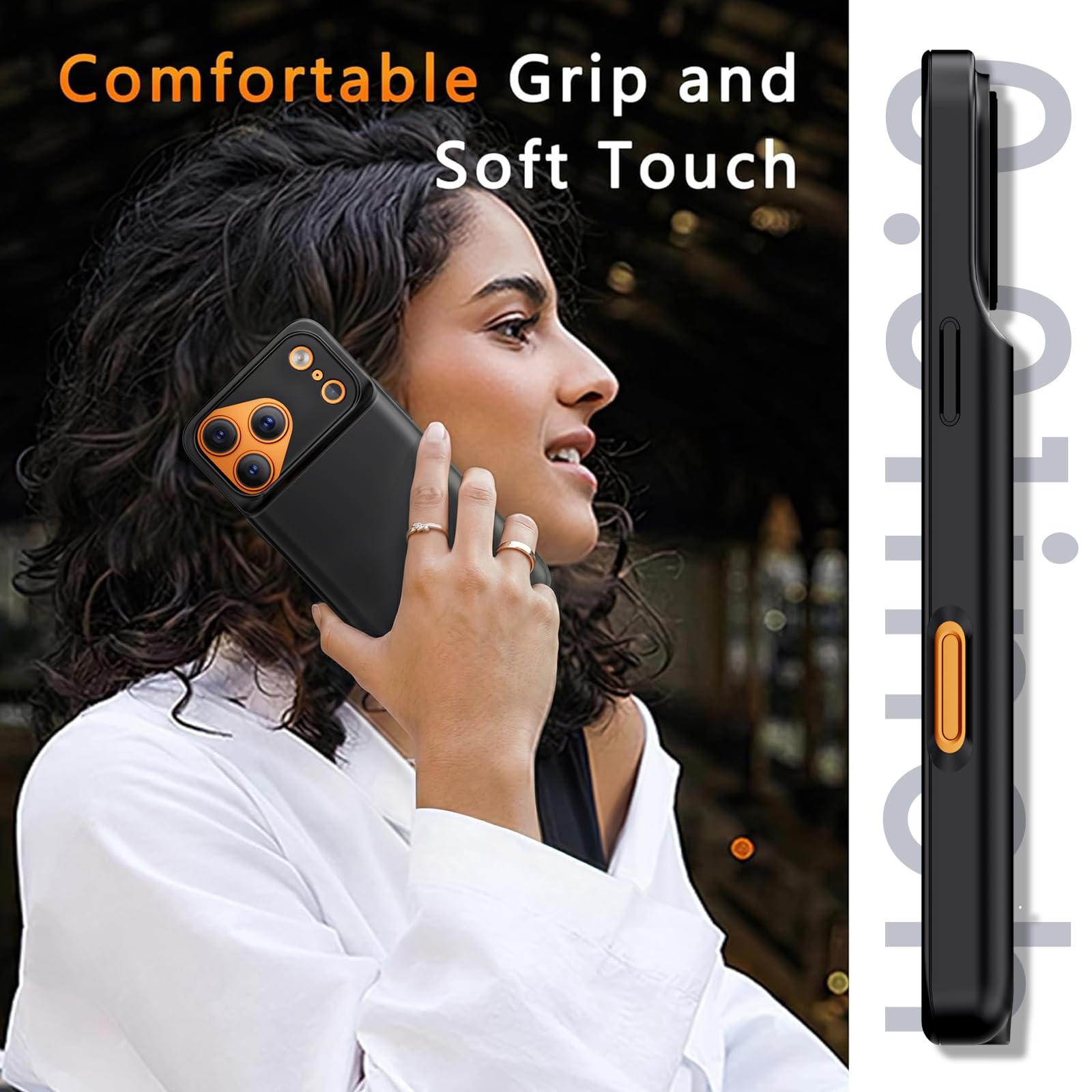 BOPPS Custodia con batteria per iPhone 17 Pro Max con 【2025 nuovo】, custodia caricabatterie portatile da 8500 mAh, protezione a 360°, custodia di ricarica estesa nera