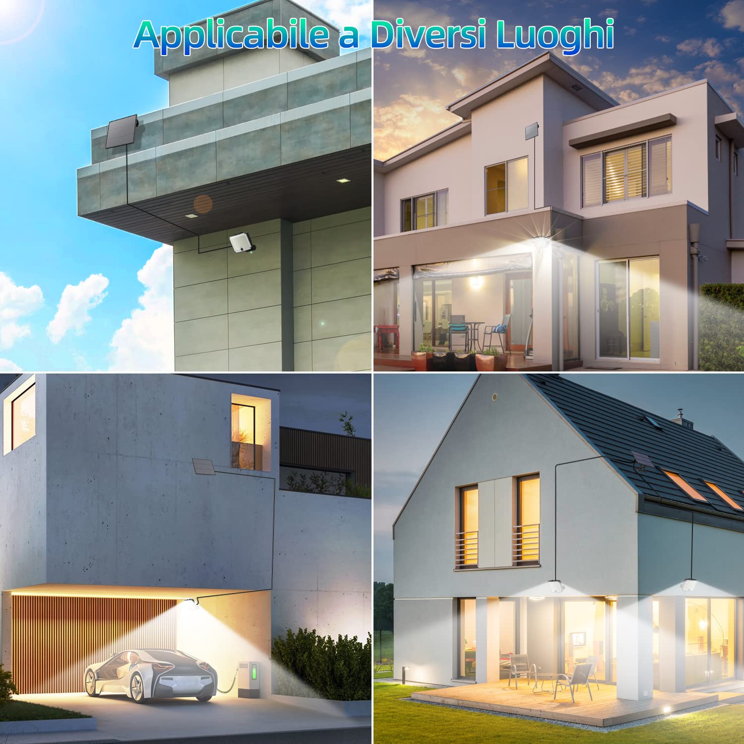 Lampada Solare per Esterni [208LED/3Modes] Luce Solare Led Esterno con Sensore di Movimento,IP67 Impermeabile Faretti Solari a LED da Esterno con Telecomando,Illuminazione di 180°,con Cavo da 5M