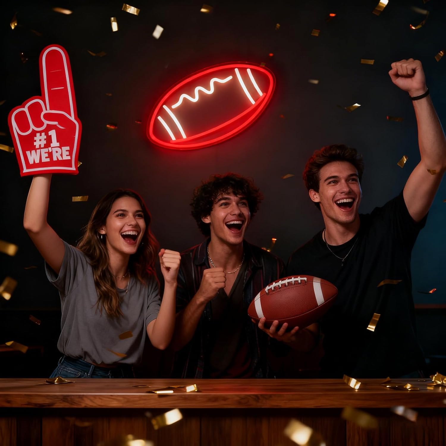 Football Neon Sign for Wall Decor, Football Shaped Neon Light, Football LED Neon Signs for Man Cave, Boys, Teens, Bedroom and Game Room, Gift for Football Fans Teens - Image 2