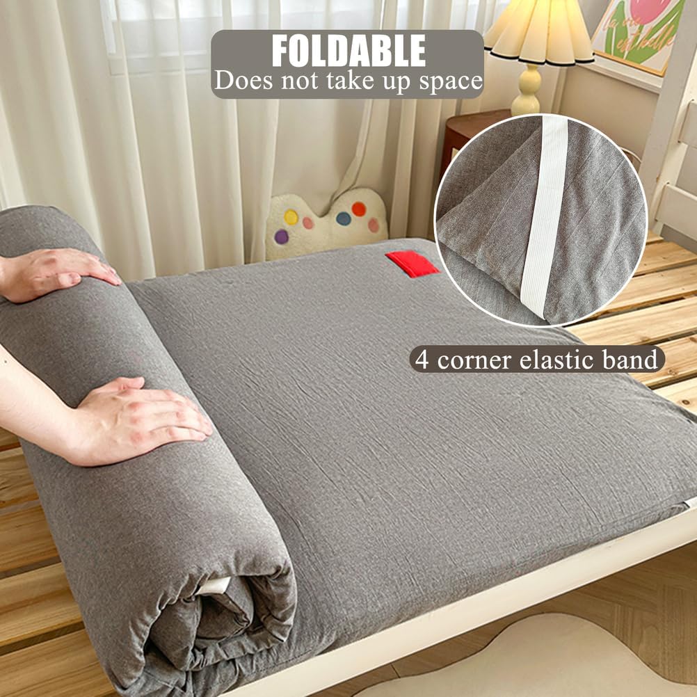 Beige,90x190cm, 100% Cotton Futon Floor Mattress Cover with Zipper Traditional Japanese Floor Mattress Futon Cover Dustproof Mattress Protector Futon Slipcover for Bedroom Dormitory