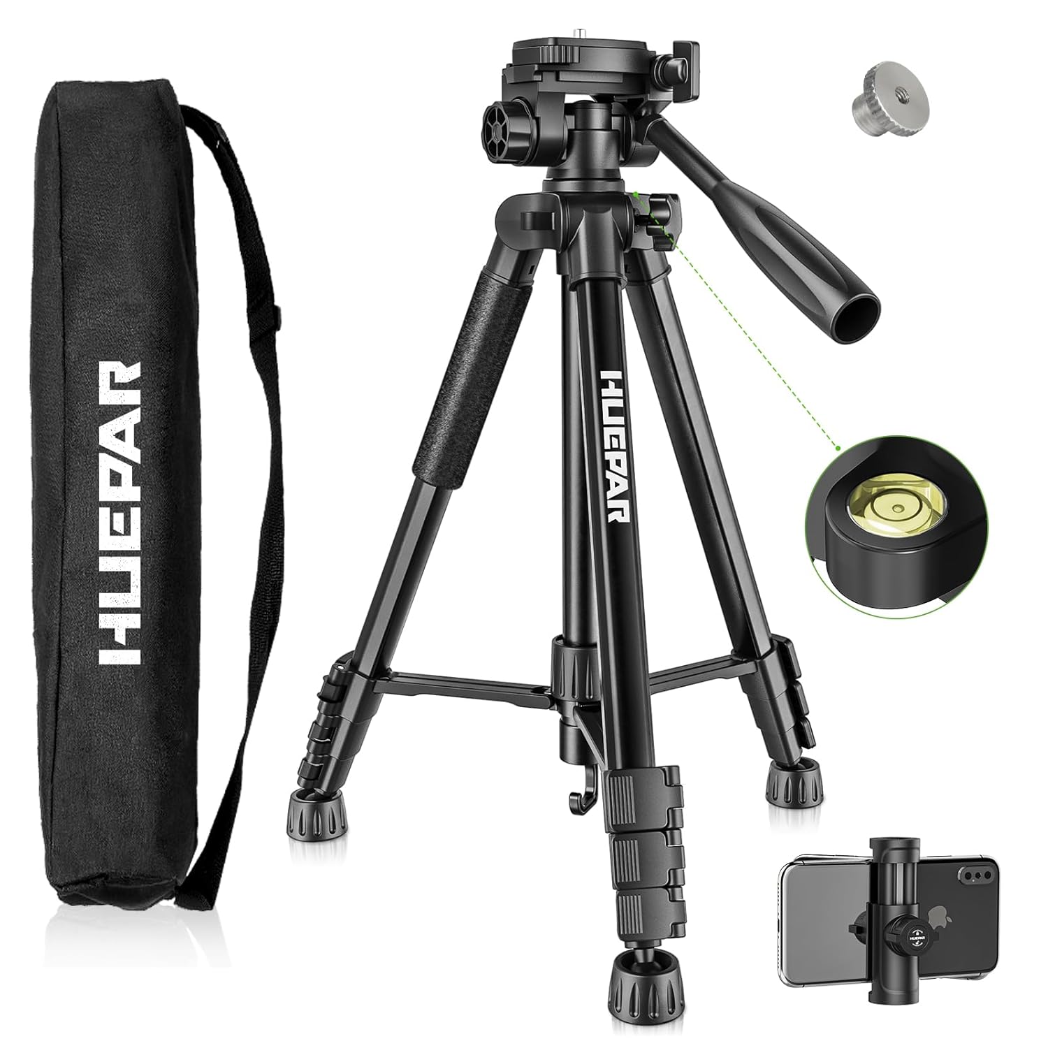 Huepar Professional Laser Level Tripod 60 Inch Adjustable Laser Level Stand Suit for Heavy Duty Laser Levels Point