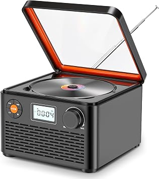 Portable Small Desktop CD Player, Bluetooth FM Radio Stereo Speaker