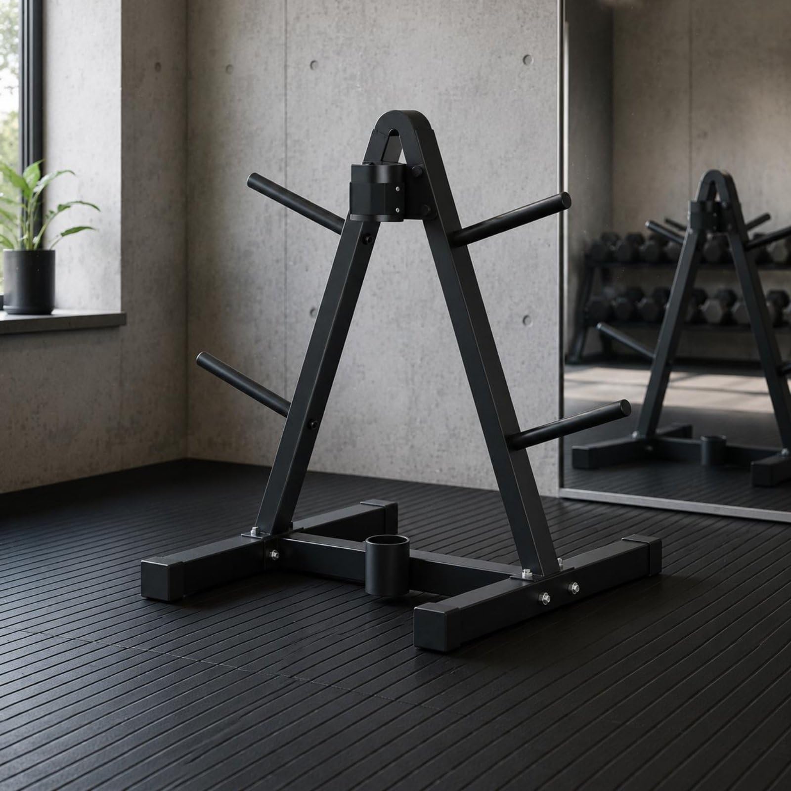 Barbell Storage Rack Soporte para Barra Estante de Discos Organizador de Pesas Bastidor Vertical con Varios Brazos Ahorro de Suelo en Acero Adecuado