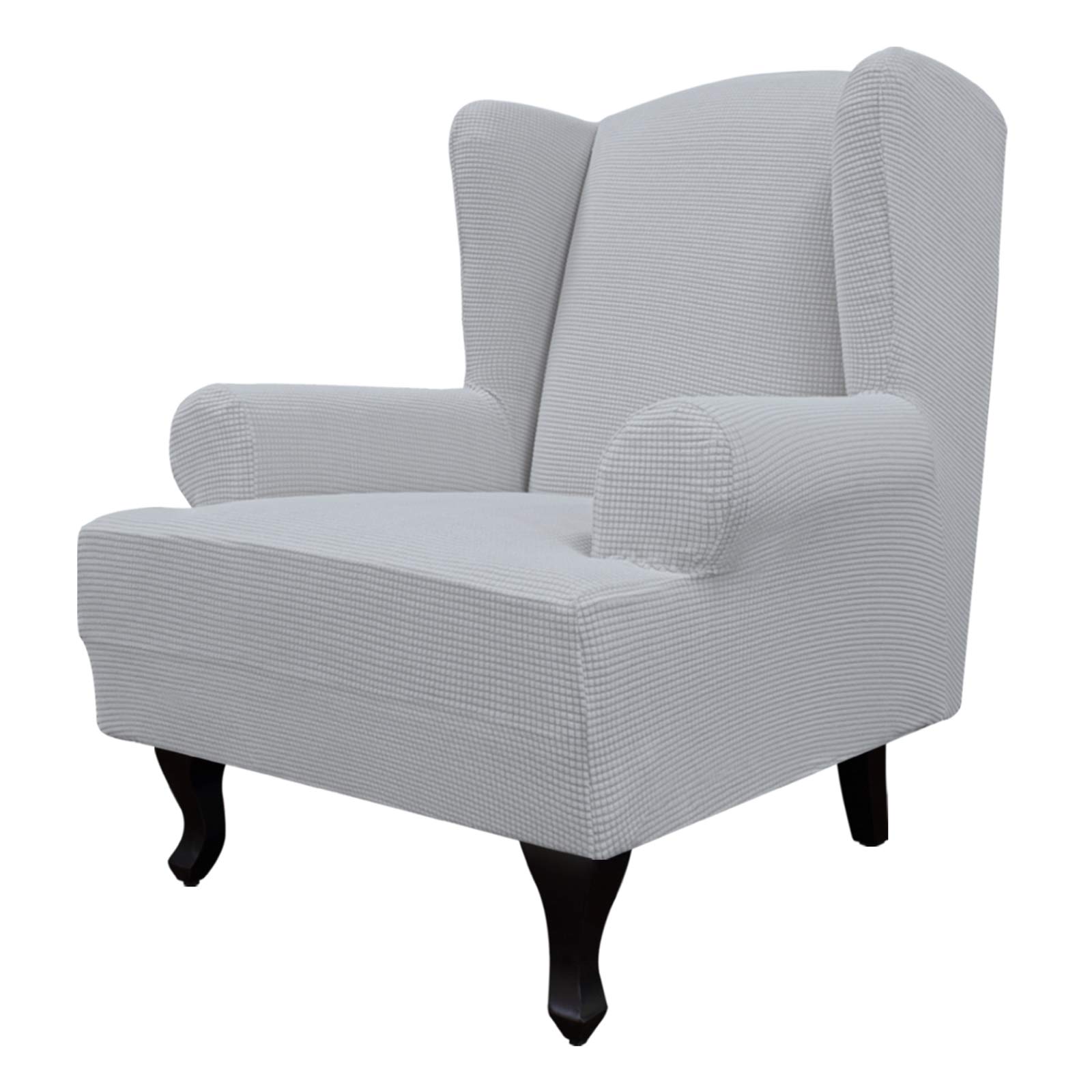 Easy-Going Stretch Large Wingback Chair Sofa Slipcover Silver Gray