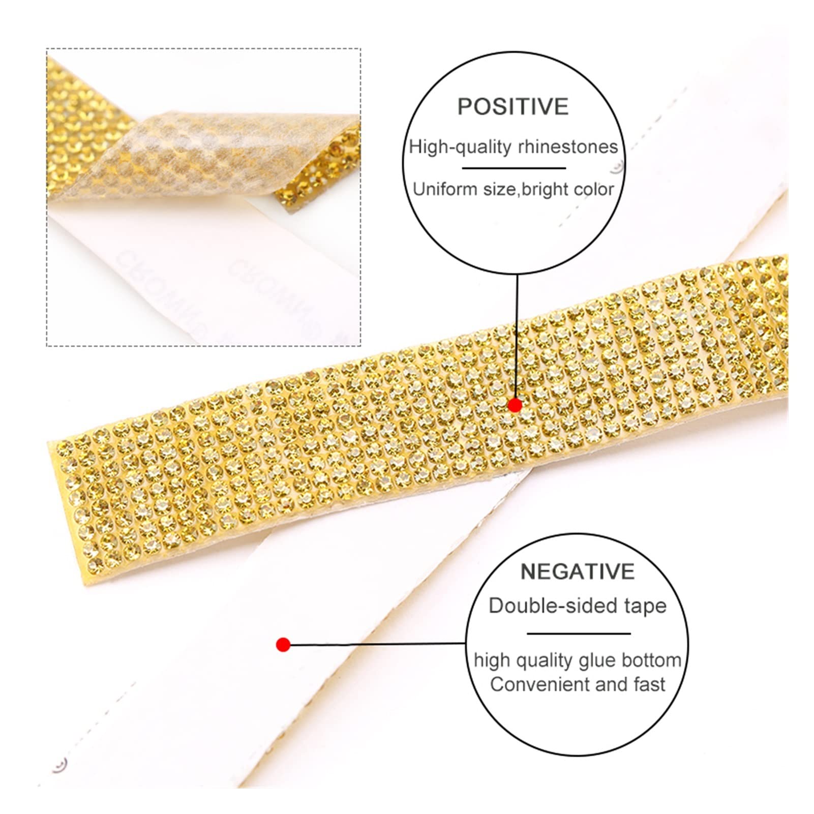 ACiyD Mehrzweck 1 Yards Selbstklebende Strass-Bordüre Glitter Kristallband Band Kette DIY Strassband-Bordüre für Autotelefon-Dekorationen für Geschenkverpackungen Basteln