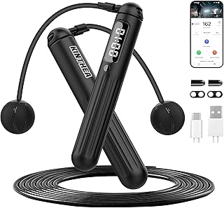 2 in 1 Smart Jump Rope, APP Control & Data Record, Cordless Jumping Rope with Counter for Women, Men, All Age, Adjustable Skipping Rope for Cardio Fitness in Limited Home Space & Outdoor