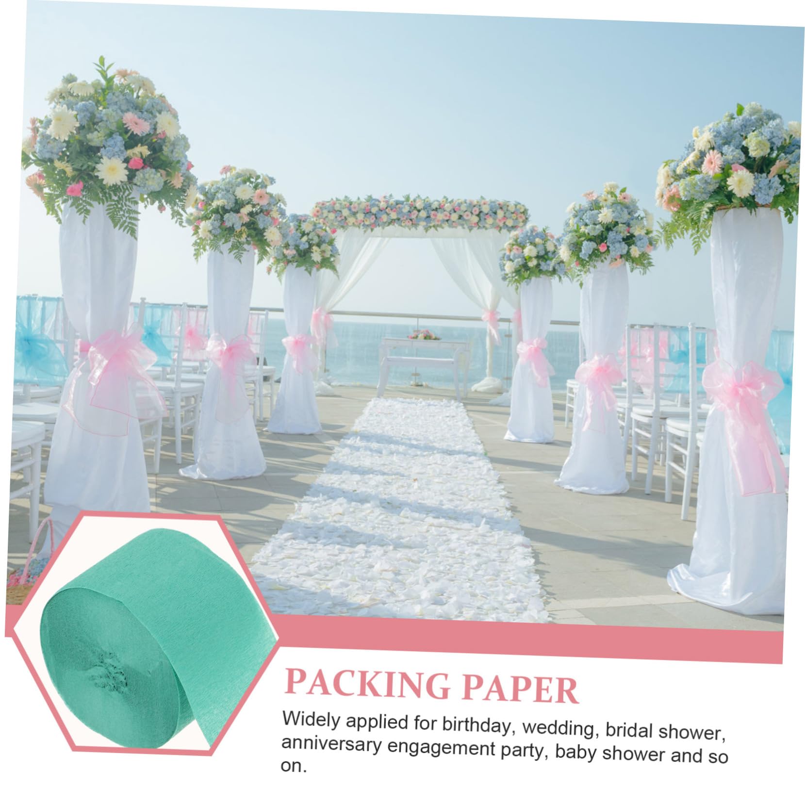 SEWACC 40rollos Papel Crepé De Para Decoraciones De Fiestas Para Bodas y Cumpleaños Resistente y Fácil De Manipular