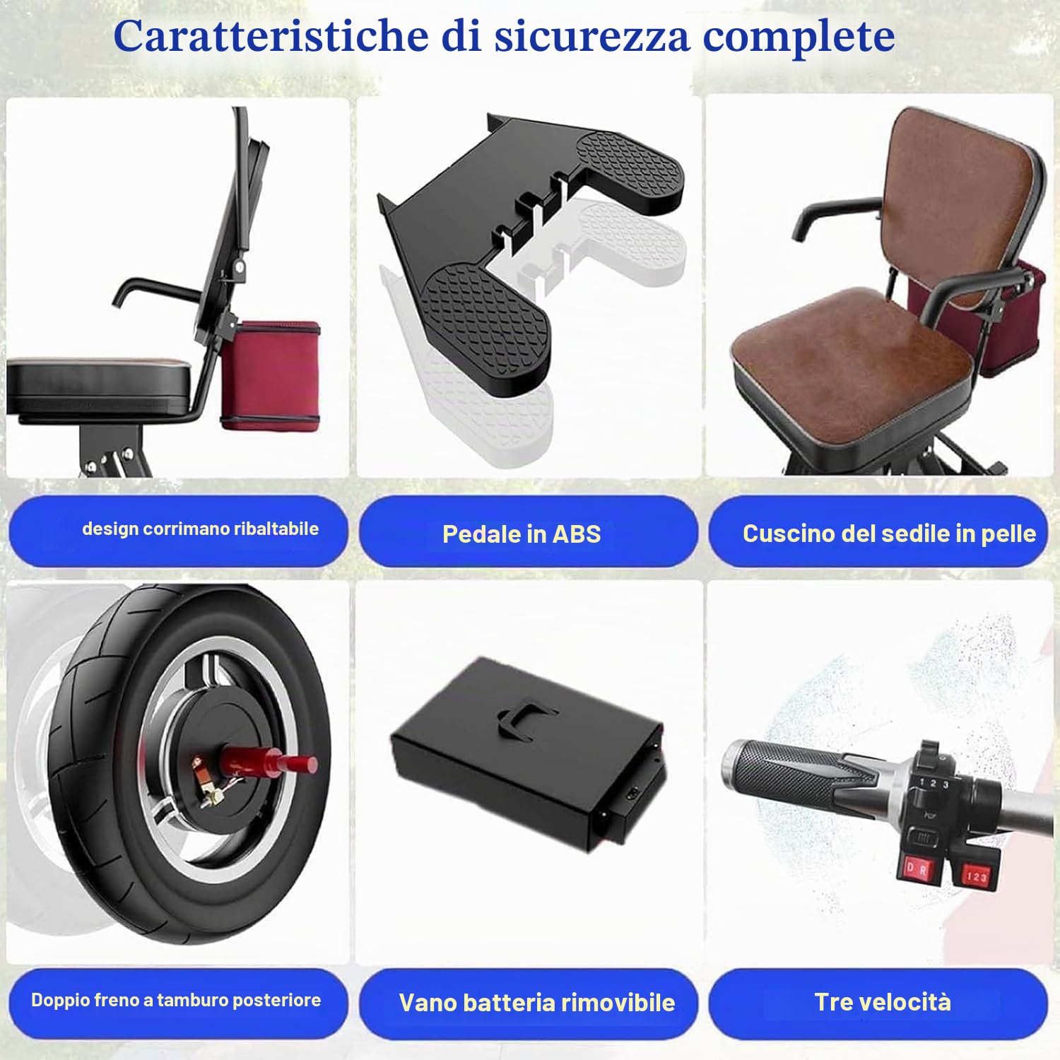 Scooter per Disabili per anziani carico massimo 150 kg 4 ruote design anti ribaltamento City Mobility Scooter per Persone con Mobilità Ridotta Sedia a Rotelle