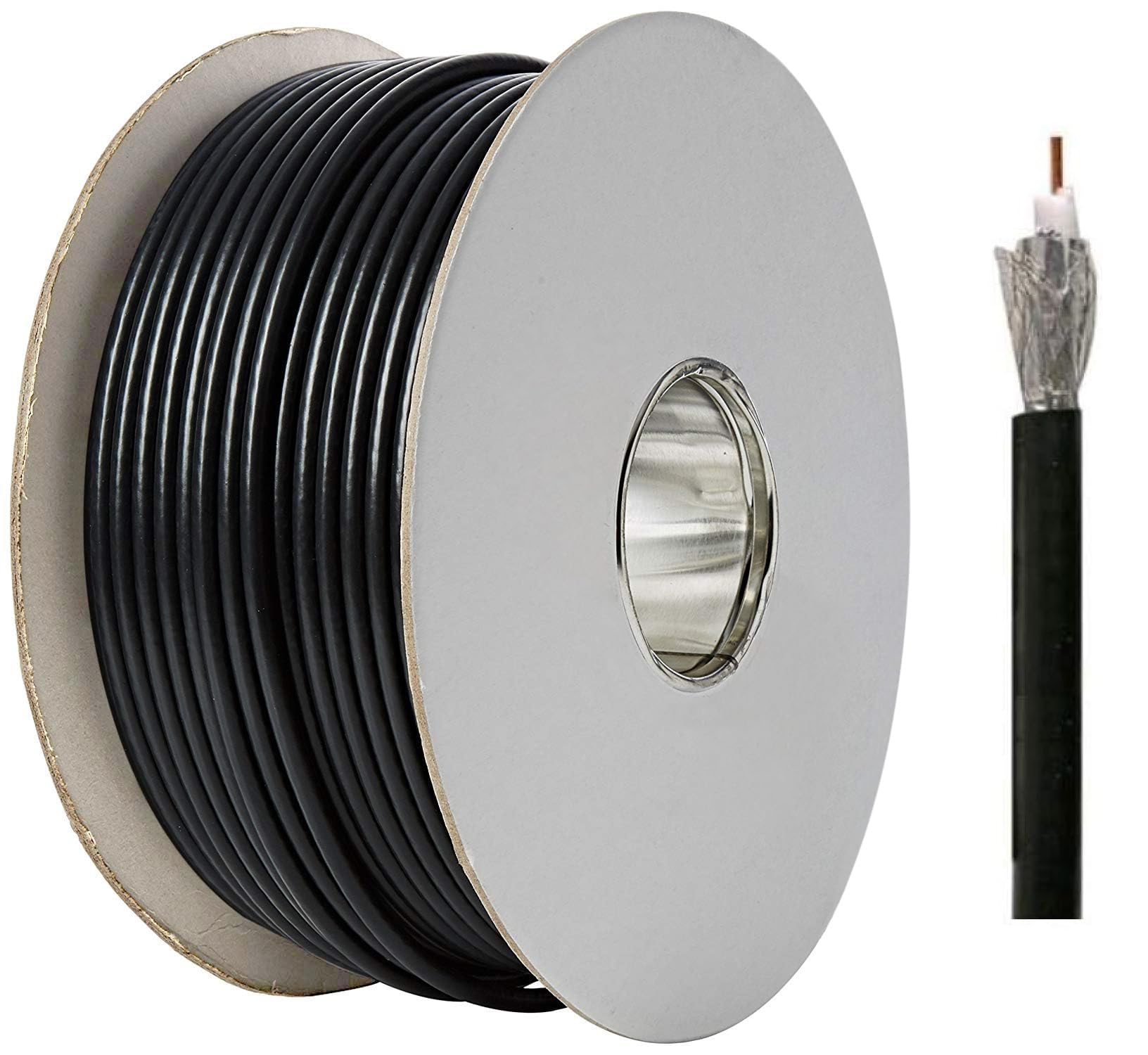 RG6 BLACK Coaxial Digital Satellite & Aerial Cable Reel 100m Double Shielded for HD, Ultra HD and 4k Reception