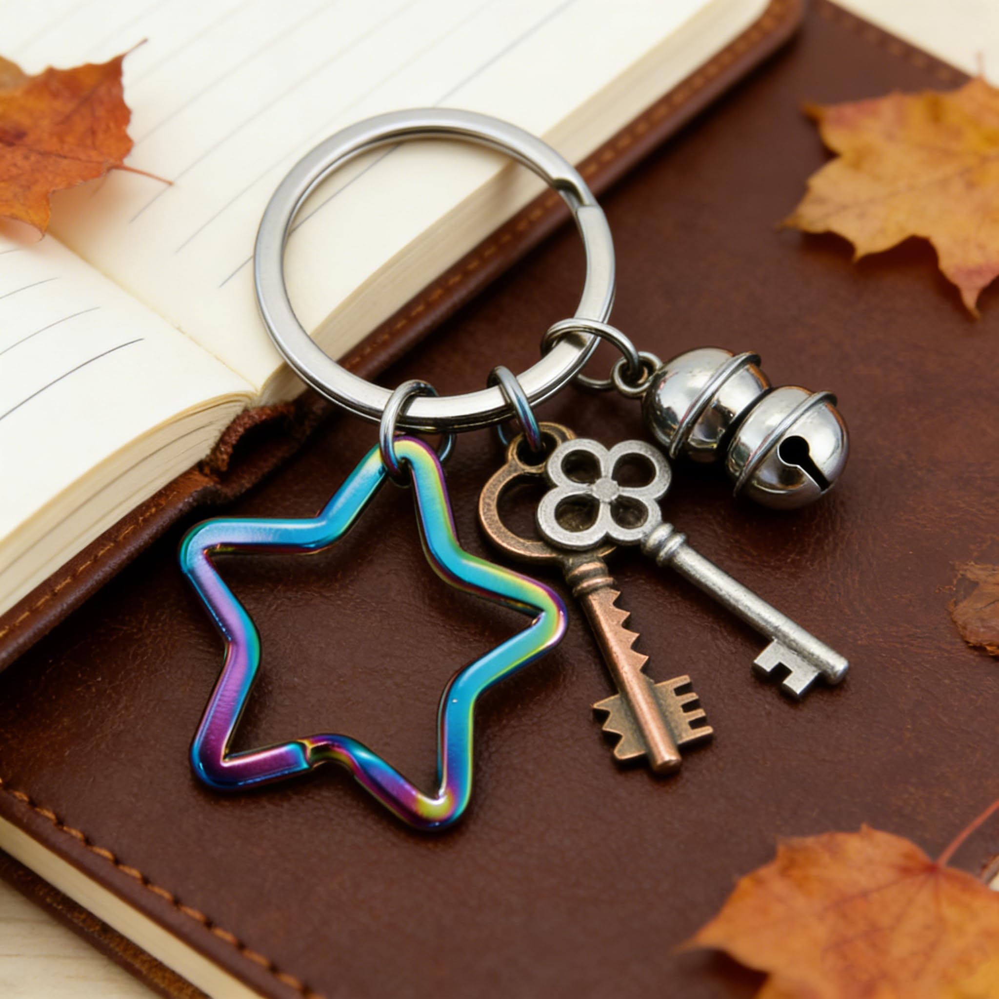 Amazon.co.jp: Meprotal キーチェーンリング、星型レインボー