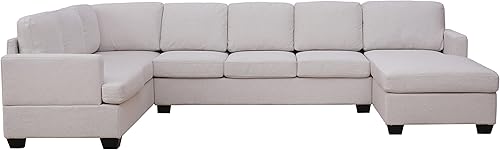 Miniatura 7 de Merax Moderno sofá seccional grande tapizado en forma de U, diván extra ancho de 125.6 pulgadas para sala de estar, beige nuevo