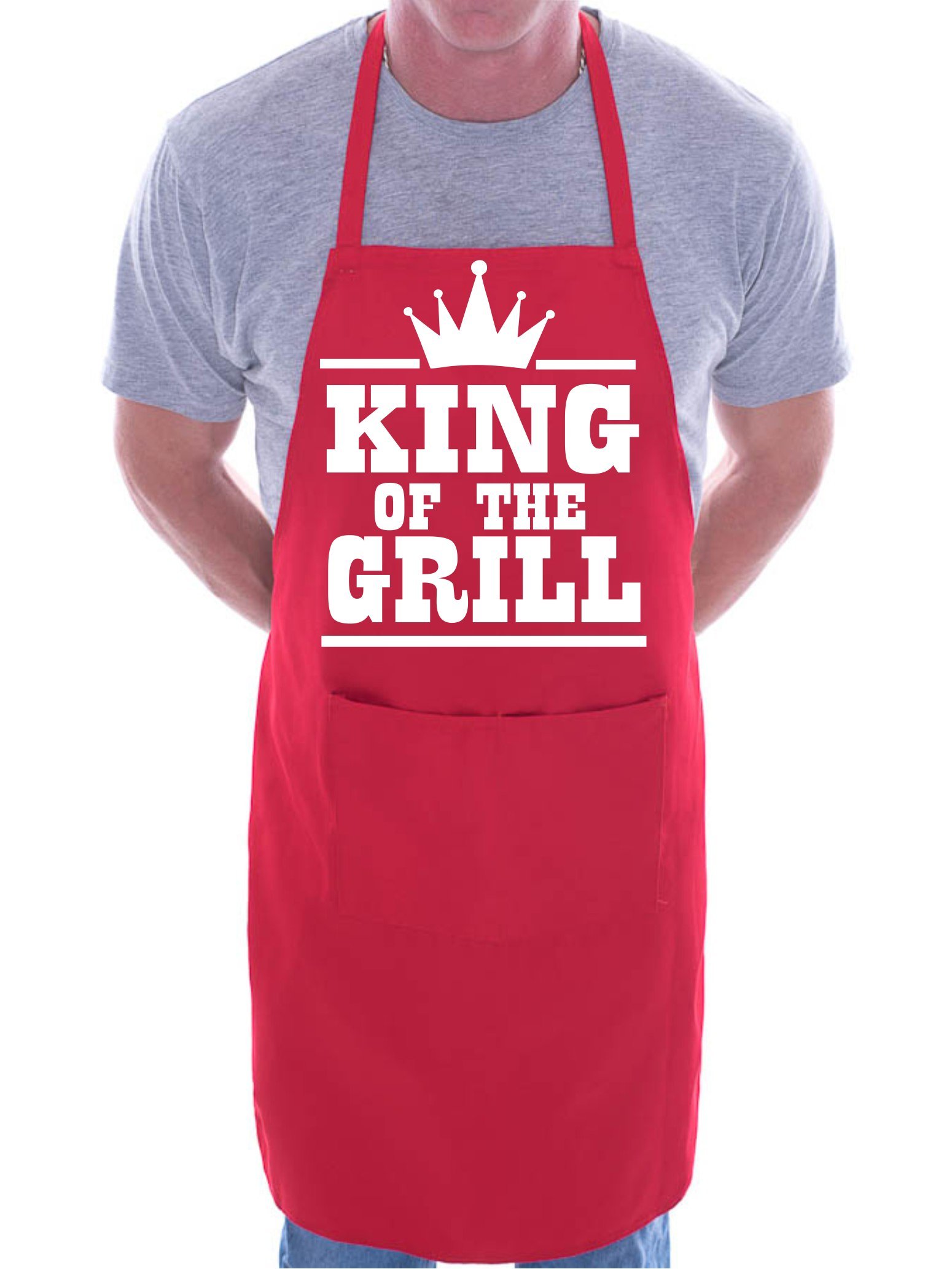 Print4u Men's Red King Of The Grill Bbq Cooking Novelty Apron