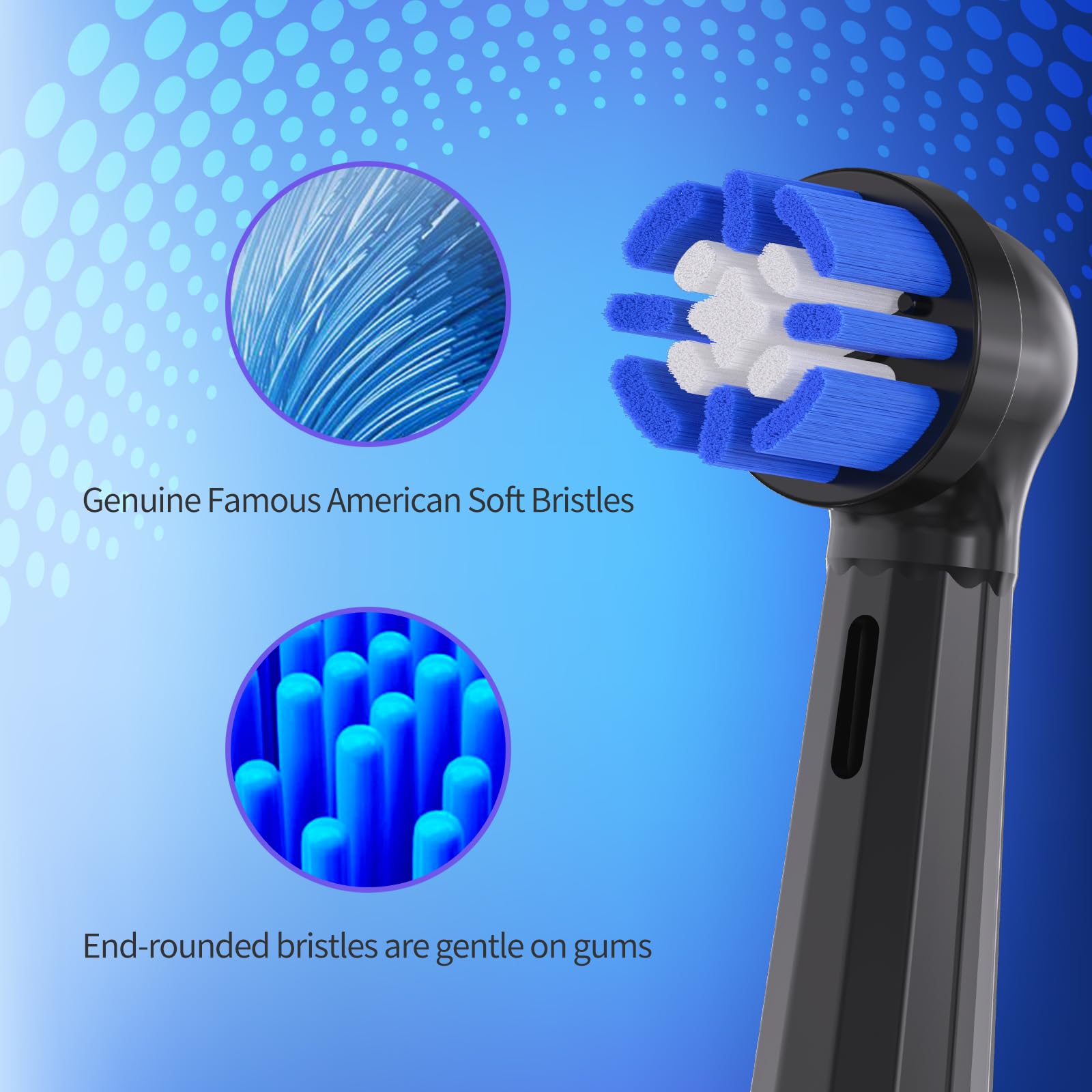 Lot de 6 embouts de brosse à dents de rechange Oral-B iO pour Oral B série 3/4/5/6/7/8/9/10, poils moyens, noir