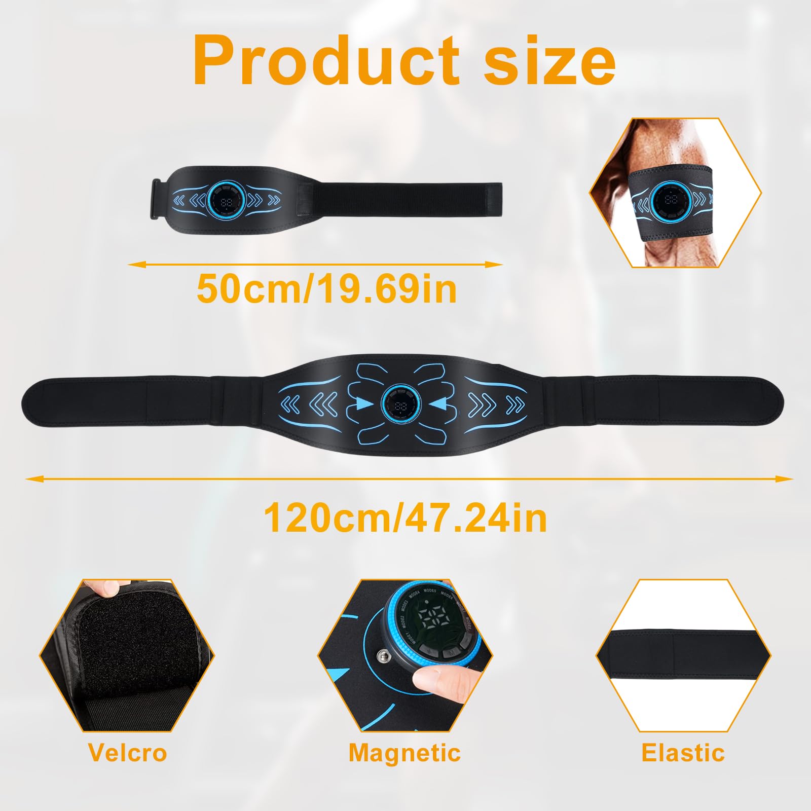 Electronic Muscle Stimulator - Fitness Training Equipment for Men & Women, 8 Modes Electronic Abdominal Stimulator for Full Body Workout, Fitness Equipment for Strength Training, Toning, Recovery