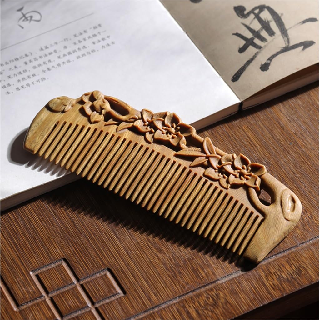 Peine de Madera para Alisar el Cabello para Hombre, antiestático, de Viaje (Talla única)