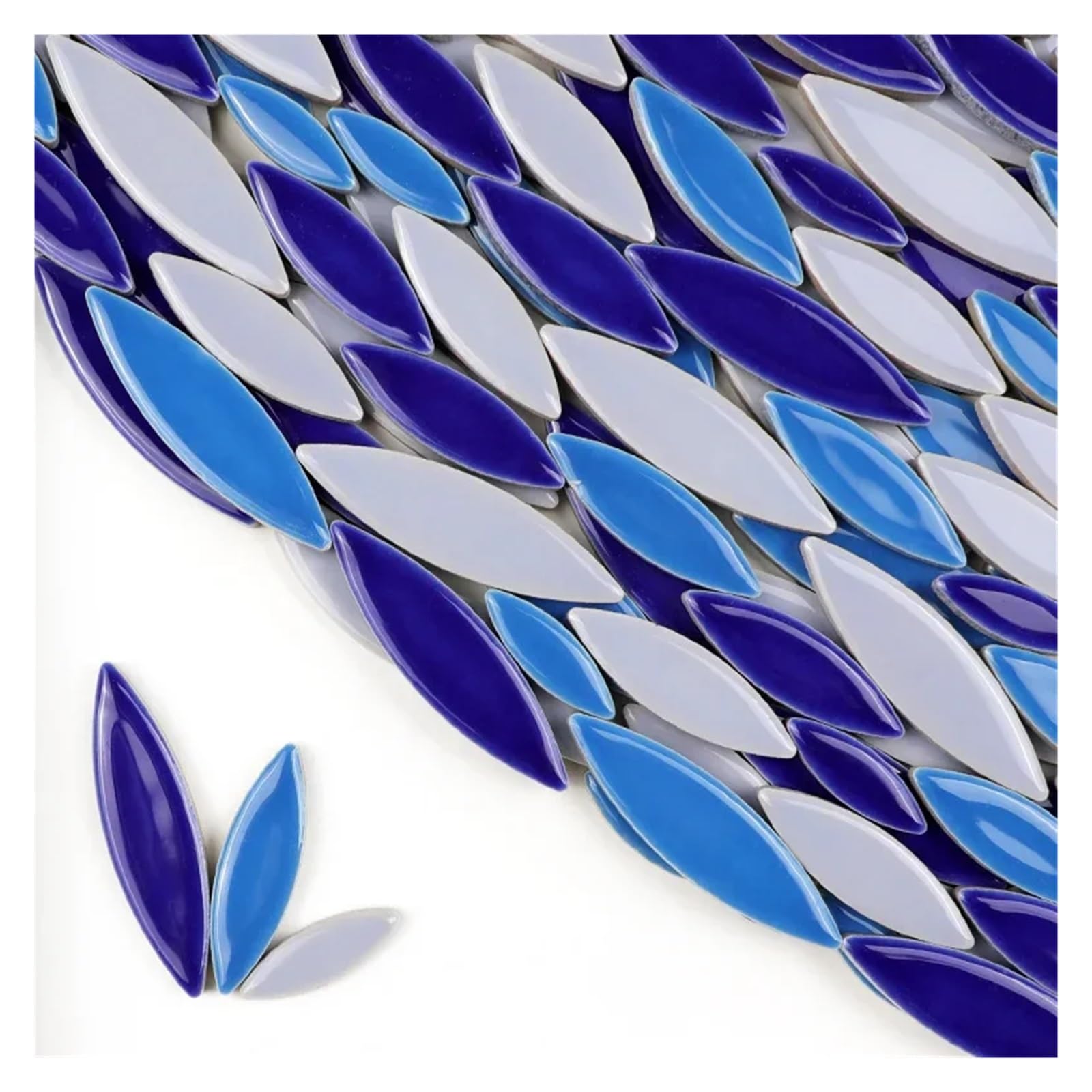 Xulvoz Color08 Mosaic Tiles 200G Willow Leaves Mosaic Tiles Porcelain Leaf-Shape Tile 3 Sizes Mix Multi Color Diy Making Stones For Craft Arts Decor