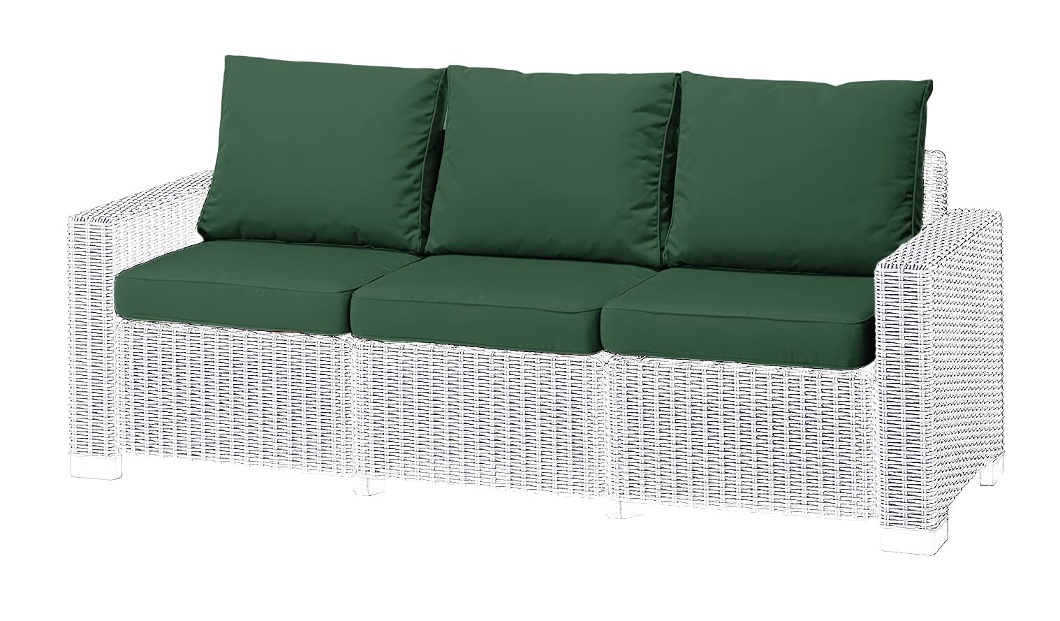 1,2 or 3 Seater Replacement Seat Cushion Pads for Keter Allibert California Rattan Outdoor Furniture | Water Resistant Rattan Patio Set Sofa Cushions Pads (3 Seater, Bottle Green)