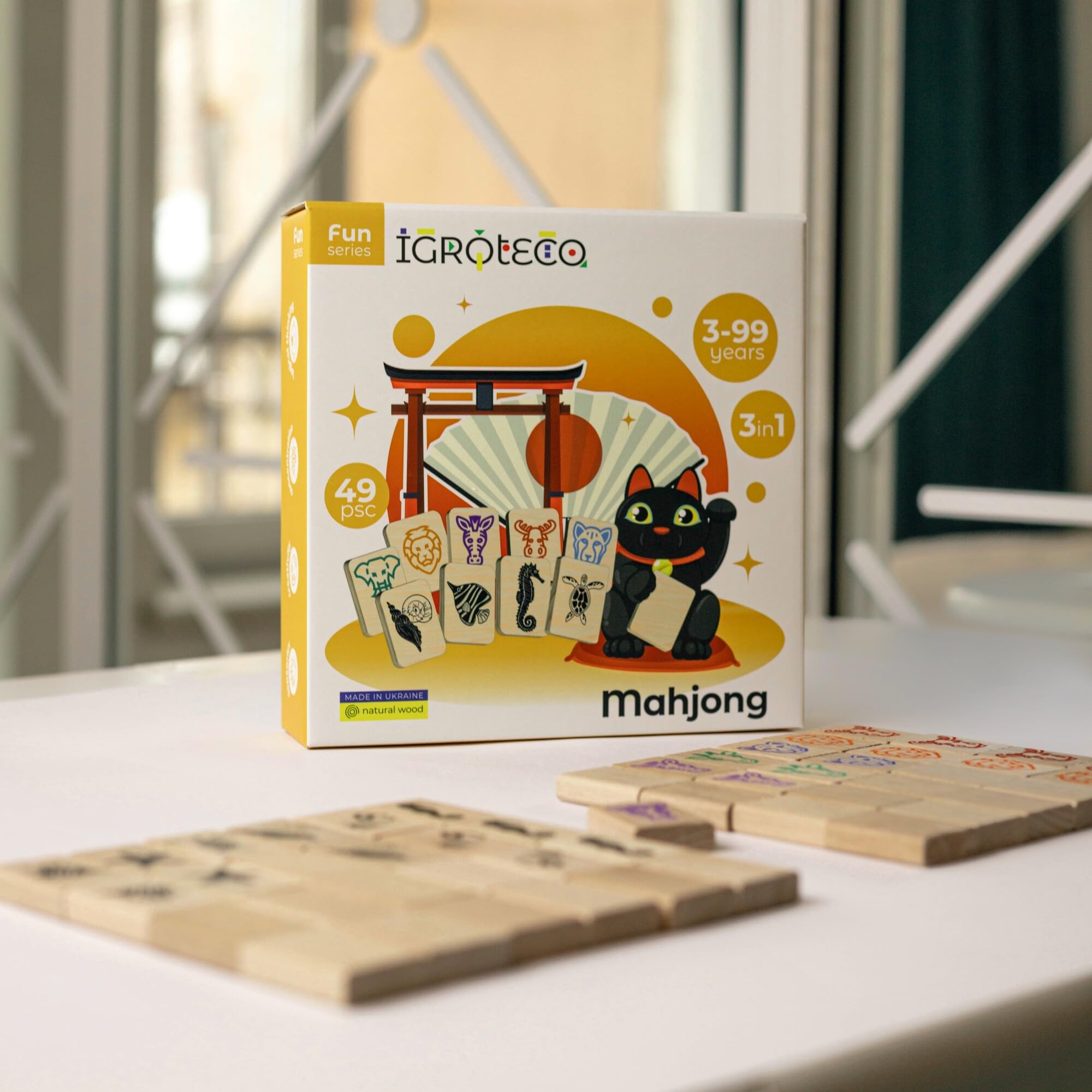 Mahjong de Madera Infantil – Juego Educativo de Criaturas Marinas y Animales Salvajes para Memoria, Lógica y Motricidad Fina