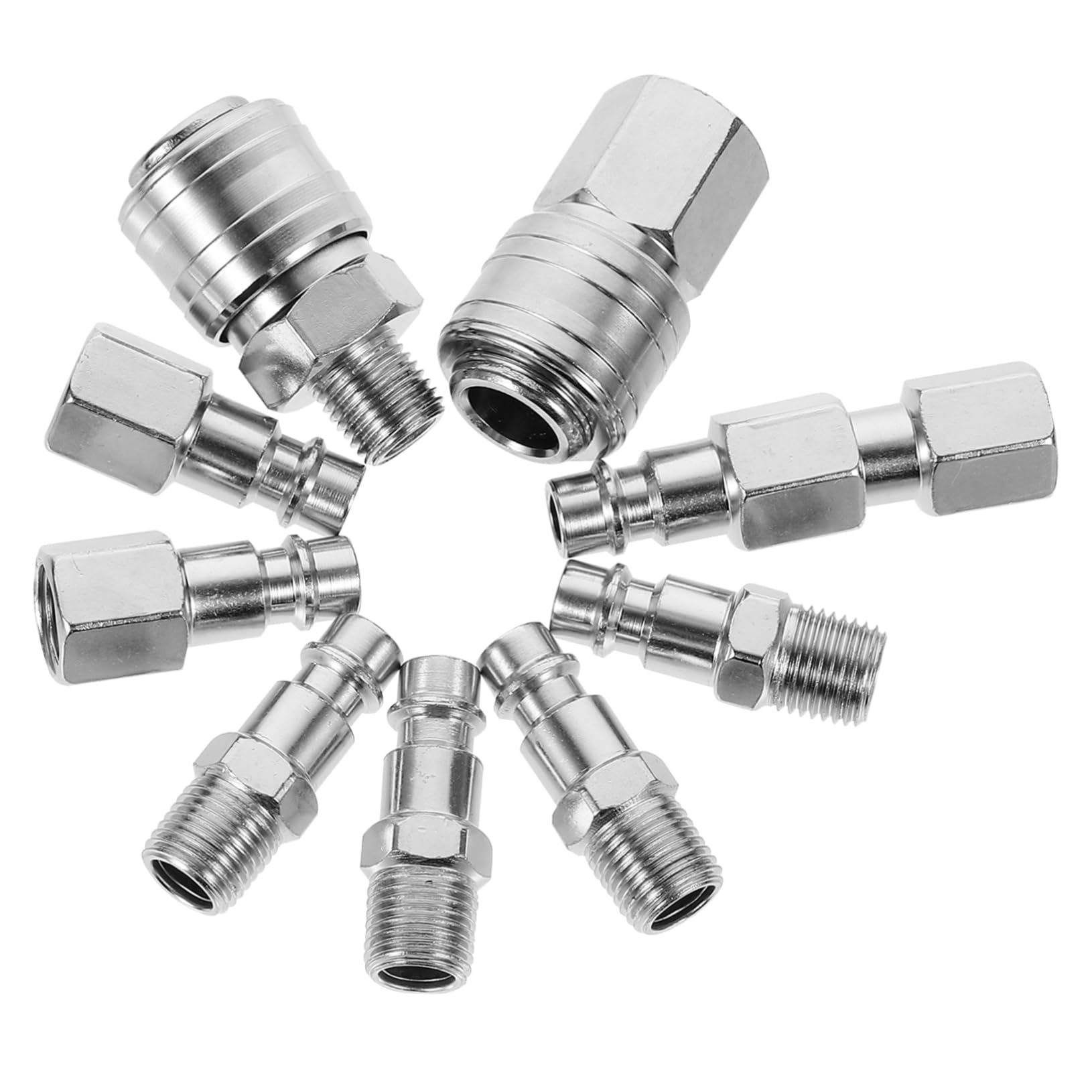 UKCOCO Acoplamientos rápidos de metal de 10 piezas para compresores de aire comprimido, conexión rápida para mangueras, herramientas fáciles de usar, conectores de aire de alta calidad, compatibles