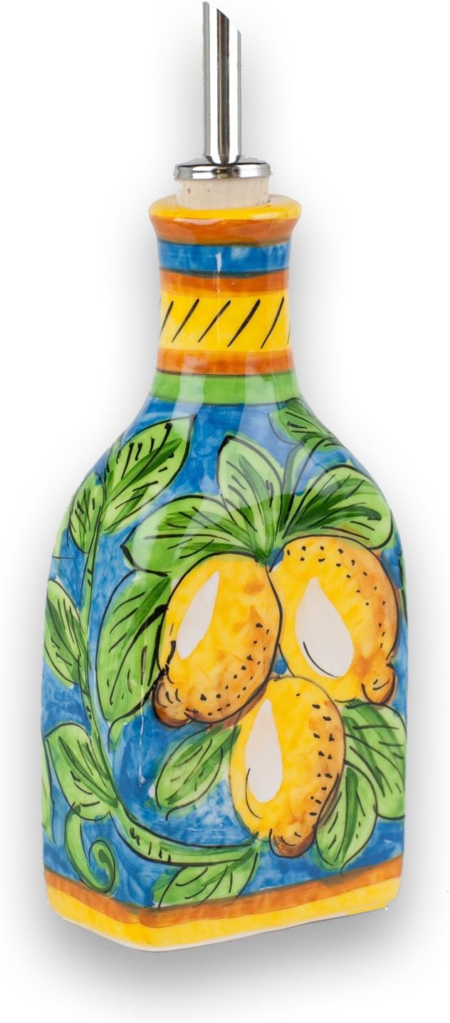Hand Painted Limone Oil Bottle From Italy
