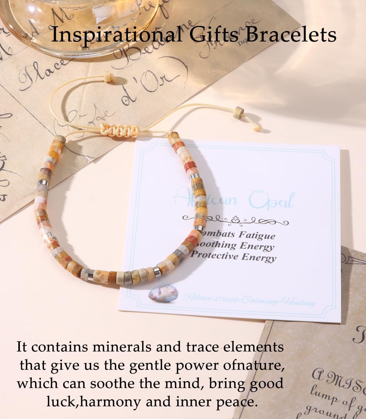 CASDAN Natural Crystal Beaded Bracelet for Women Natural Stone Adjustable Braided Rope Bracelets Spiritual Bracelet Inspirational Gifts - Image 6