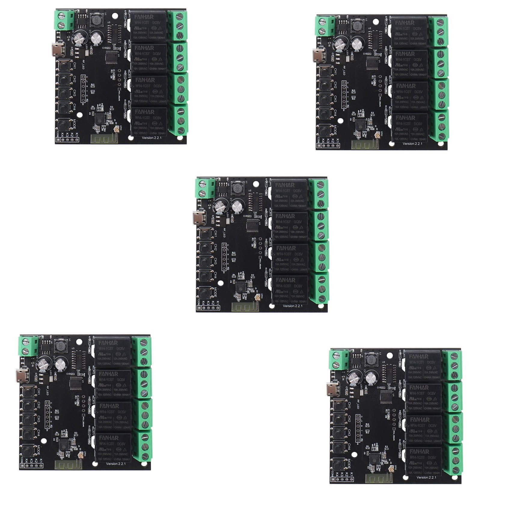 Jnchdghwa Black 5X 4Ch Tuya Switch Wifi Switch Module Wireless Relay Smart Life App Remote Control Smart Timer For Smart Home Switch