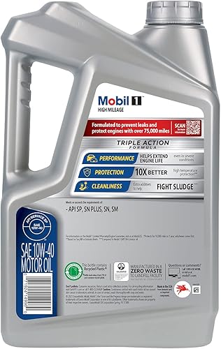 Miniatura 2 de Mobil 1 - Aceite sintético High Mileage 10W-40 para motor, 5 cuartos de galón, gris