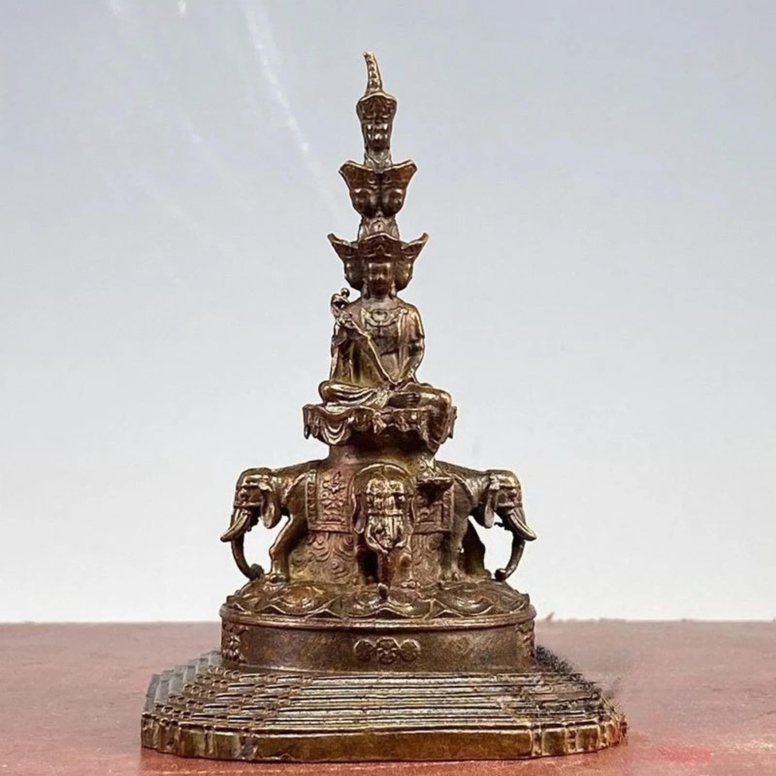 Statue Bouddhiste Samantabhadra en Cuivre Anti-Oxydation pour Petit Autel