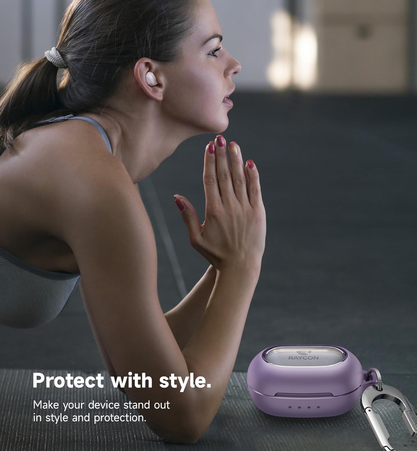 SURITCH Case for Raycon Everyday Earbuds Classic Headphones, Shockproof Magnetic Case for Raycon Bluetooth Headset True Wireless Earbuds, Protective Cover with Magnetic Lid Lock & Carabiner, Purple - Image 7