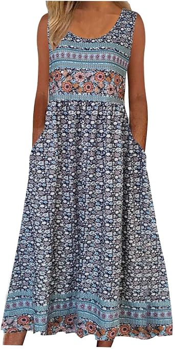 Boho Dresses for Women UK Clearance Italian Short Sleeve Button V Neck Dress with Pocket Ladies Floral Casual Sundress Elegant Swing Midi Dress Loose Pullover Lounge Dresses Beach Holiday Sundress