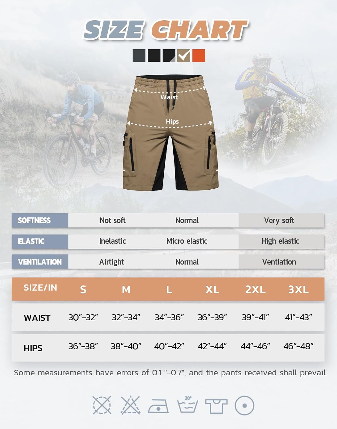 Ally Men's Mountain Bike Shorts 4D Padded Lightweight Loose-fit with Zipper Pockets for Biking Cycling Bicycle Riding Biker - Image 6
