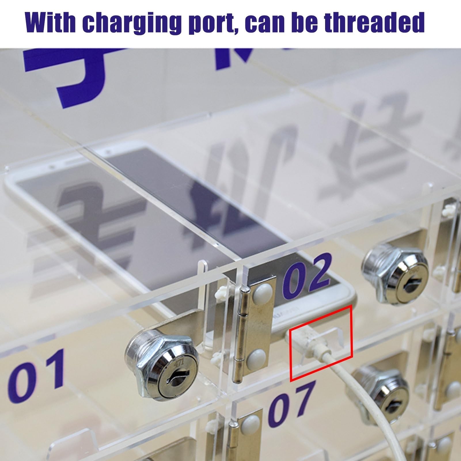 Caja de Almacenamiento Segura de acrílico Transparente para teléfono Celular, Soporte para 15/20/25 bits, casillero con Orificio roscado de Carga Reservado para la Escuela (25 bits)