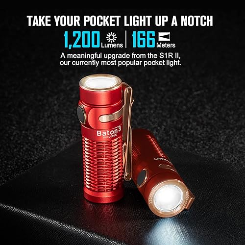 Miniatura 3 de OLIGHT Baton3 Premium Edition Linterna LED ultra compacta de 1200 lúmenes alimentada por una sola batería IMR16340 personalizada con caja de carga