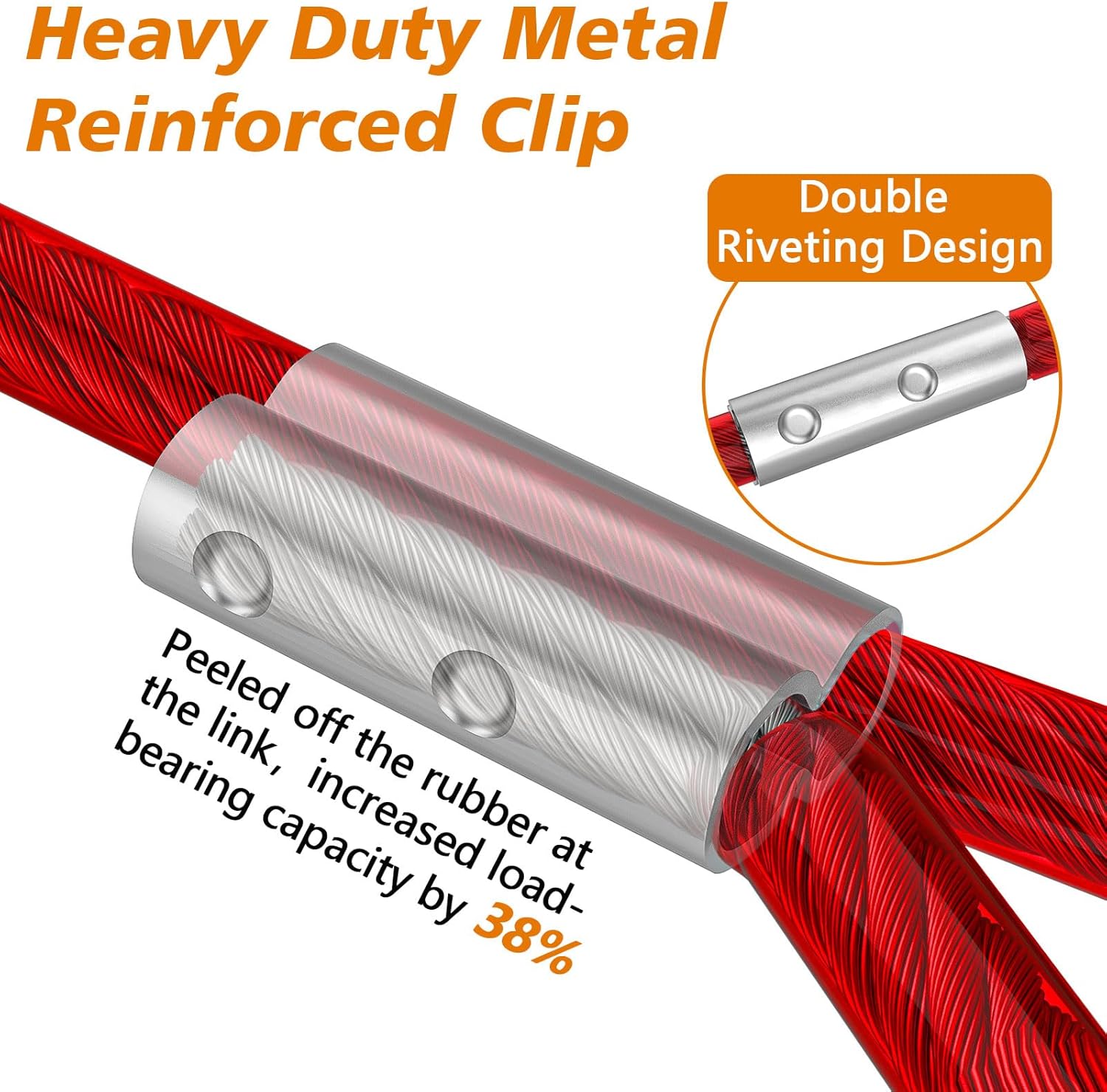 XiaZ Dog Tie Out Cable, Heavy Duty Dog Chains for Outside with Lockable Hook, Pet Runner Cable Leads for Yard, Dogs Line Tether for Small Medium Dogs Up to 250 LBS (100FT, Red)