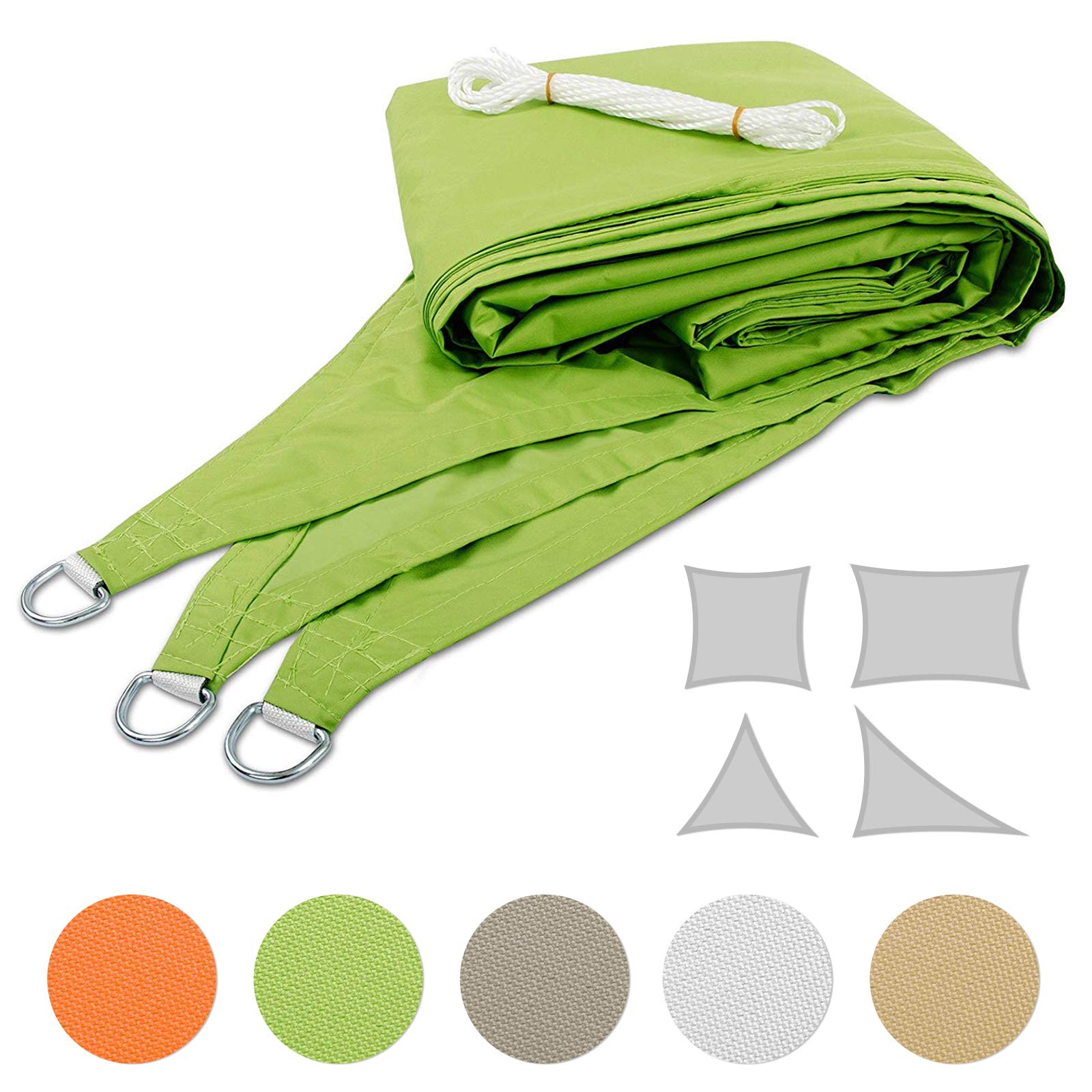 FLOORDIREKT Tenda parasole rettangolare, impermeabile, 5 x 7 m, verde chiaro, per giardino, terrazza e balcone, resistente ai raggi UV e alle intemperie