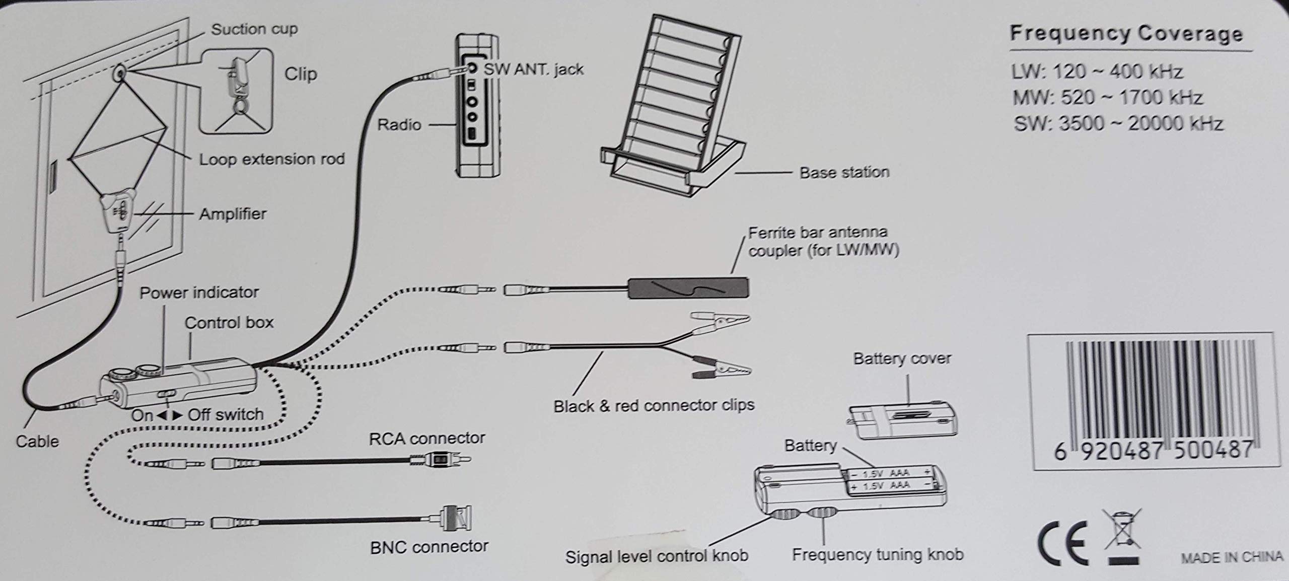 TECSUN AN-48X Antena Loop amplificada portátil 330012