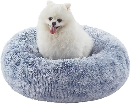 Miniatura 9 de Cama redonda con forma de dona de 36 pulgadas para perros grandes, cama redonda calmante y esponjosa para mascotas con funda extraíble y lavable, se
