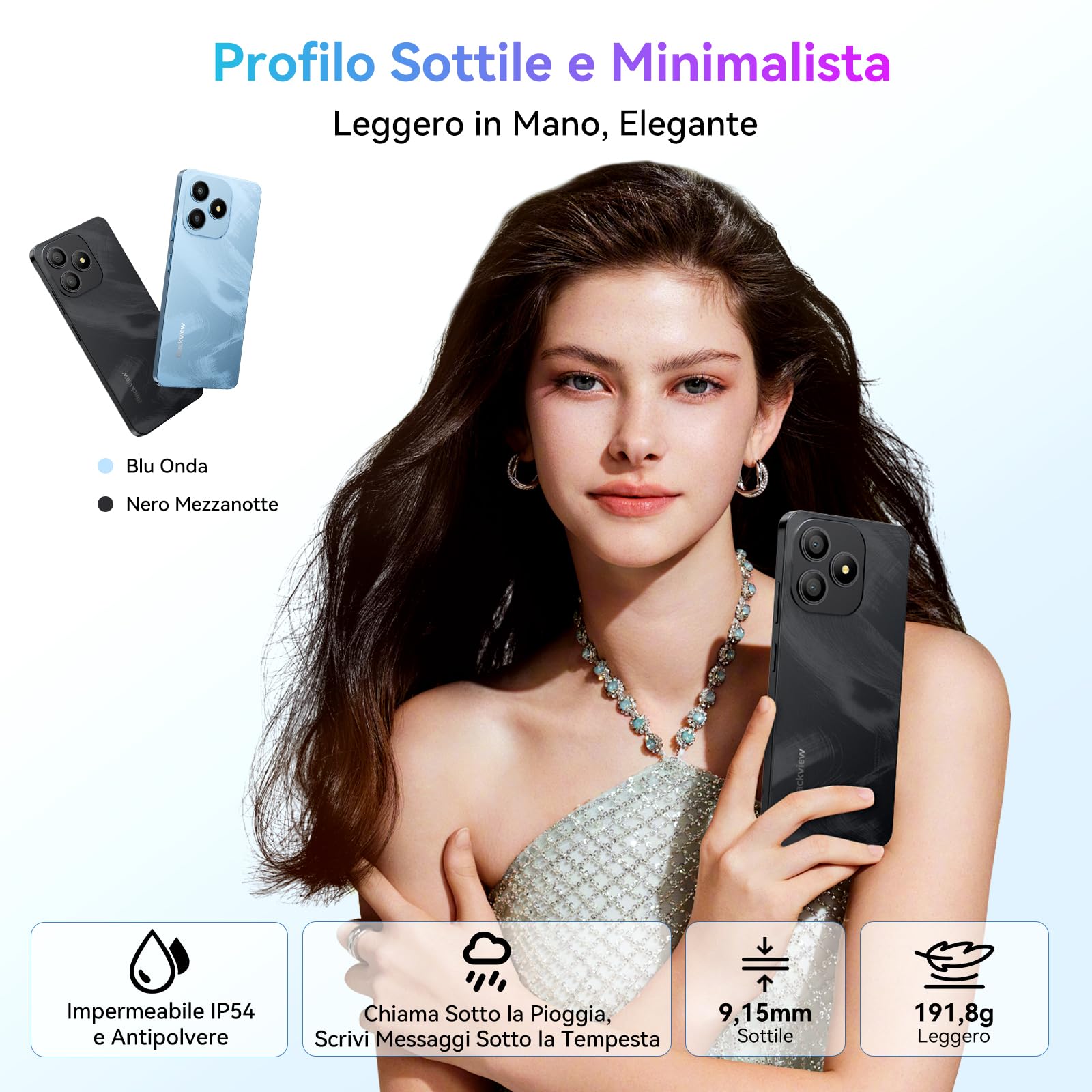 Blackview Wave 9C Smartphone Android 15, Telefono 12GB+128GB/2TB TF, Cellulare 6.56" HD+ 60Hz Schermo, Telefoni 5000mAh, 13MP+8MP, 32GB TF, Custodia Girevole per Telefono, 4G Dual SIM, OTG,Face ID,GPS