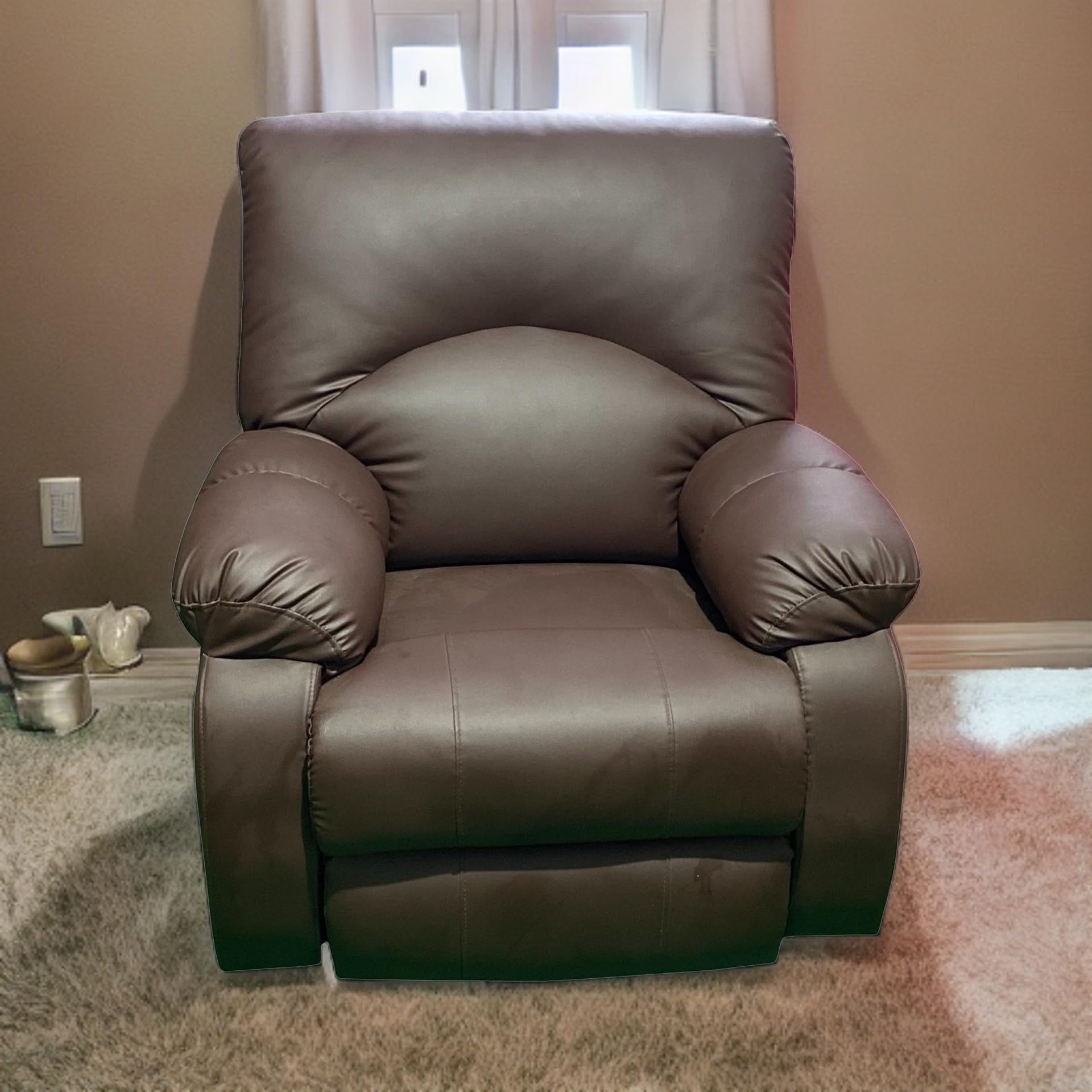 Lofty Dreams Recliner Sofa Manual Single seat Chair in Leatherette with 5 Years Warranty Motion 1 Seater Reclining Couch Modern & Stylish Living Room settees recliners Comfy Lumbar Support for Sleep