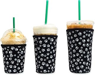 Iced Coffee Sleeve for Cold Drink Cups 3 Pack Neoprene Iced Coffee Sleeve Cup Sleeves for Cold Drinks Reusable Compatible with Starbucks Dunkin
