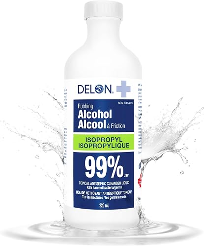 Delon Isopropyl Alcohol 99%-225mL (1 Bottle) Rubbing Alcohol Cleaning, First Aid