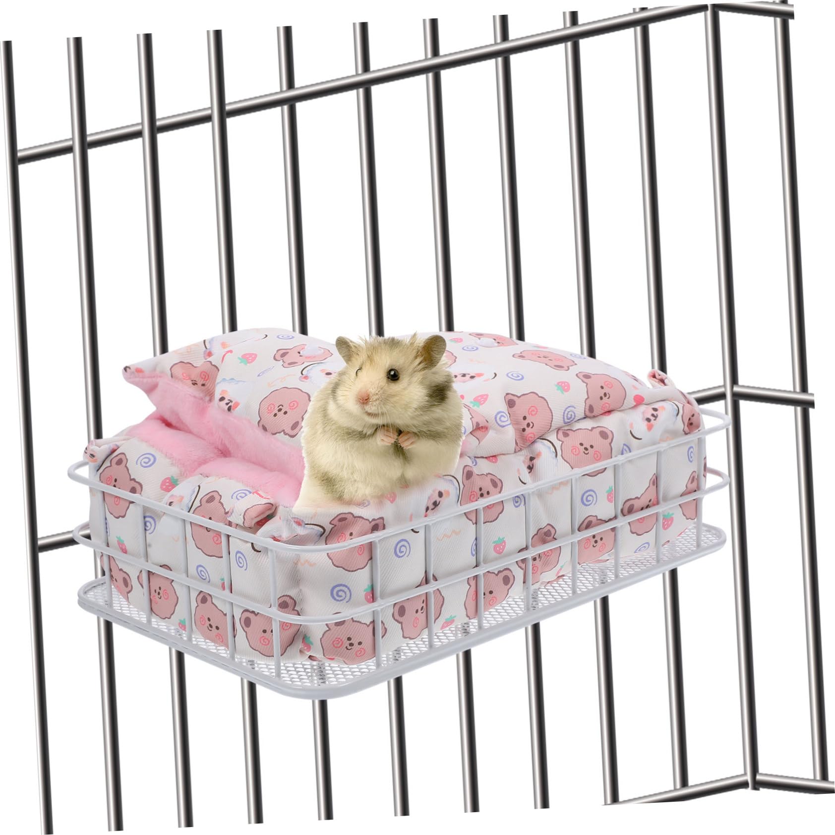 Toddmomy Meerschweinchen Hängematte Kleines Haustierbett Metallrahmen Weiß Winter Schlafplatz Hamster Zubehör Kleintier Käfighängematte