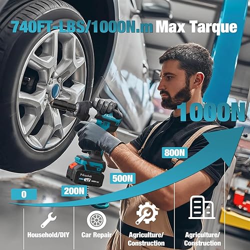 Miniatura 10 de Llave de impacto inalámbrica de 12 pulgada, 406 pies-libras (550 N.m), pistola de impacto eléctrica sin escobillas de 21 V, con velocidad de 4