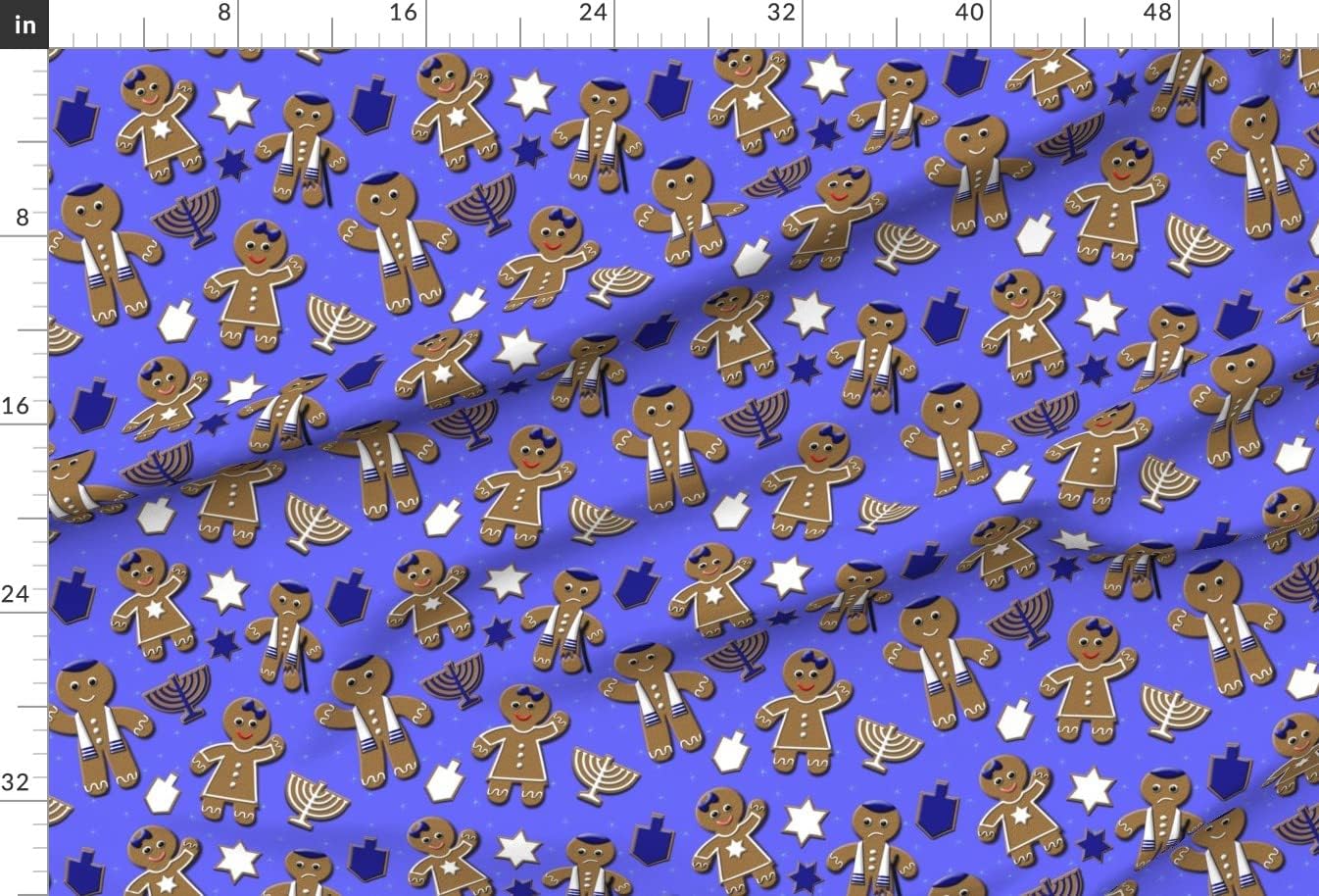 Spoonflower Fabric - Hanukkah Gingerbread Festival Lights Holidays Festive Decor Holiday Printed on Minky Fabric by The Yard - Sewing Baby Blankets Quilt Backing Plush