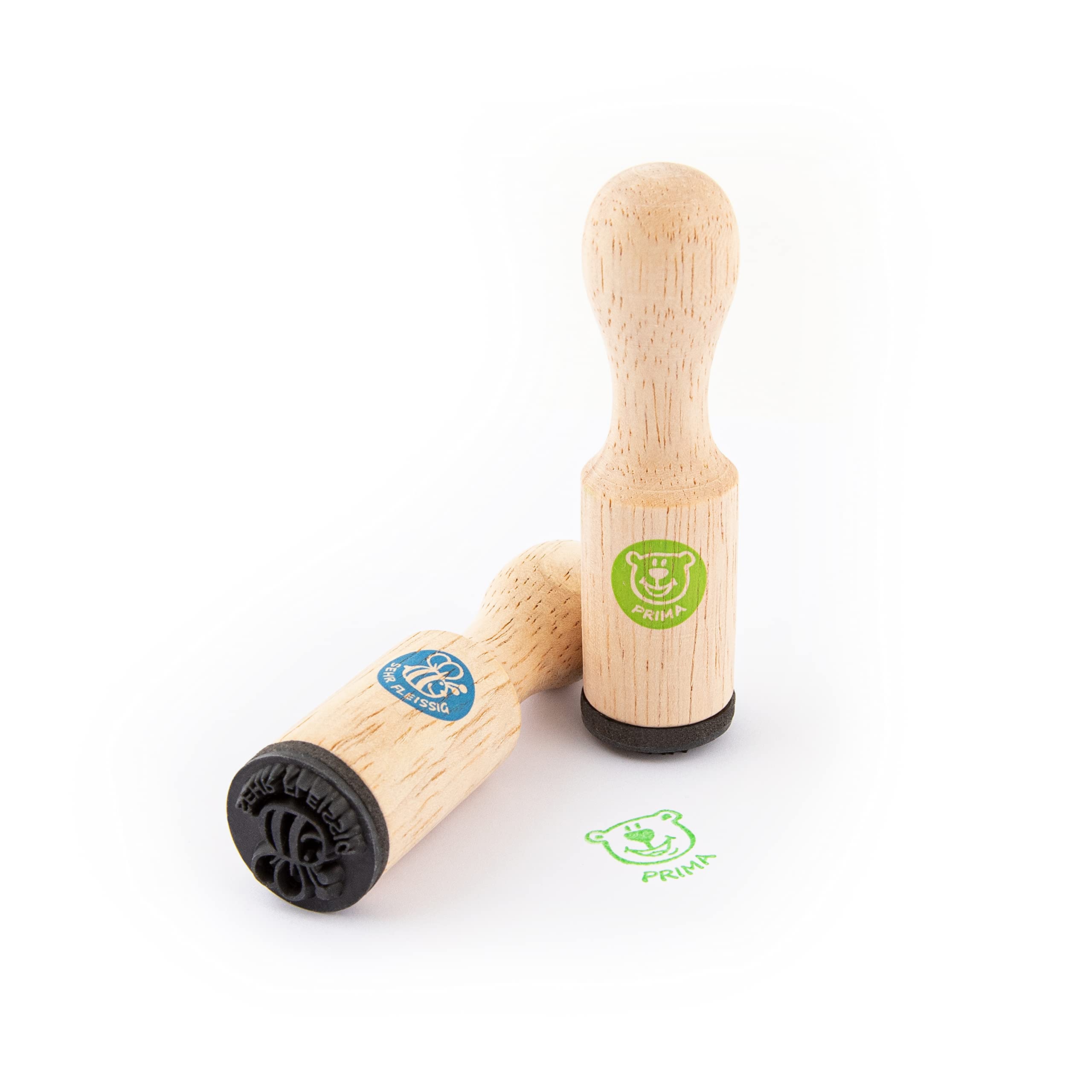 TRENDHAUS Lot De 3 Tampons Enseignants Smiley En Bois - Tampons Motivation Pour Enfants Et Écoliers