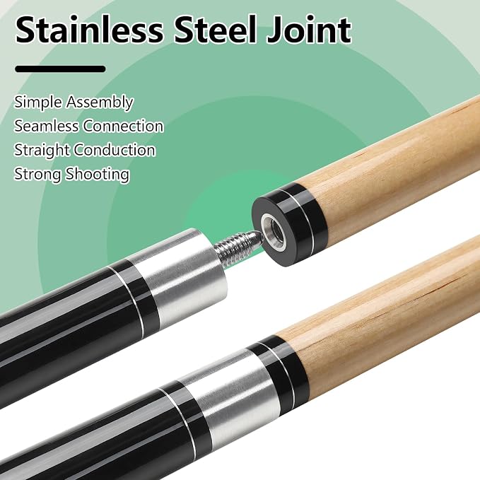 taco de billar de 58" de madera de arce, 2 piezas miniatura 4