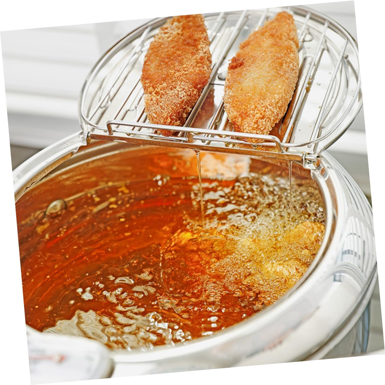 KICHOUSE Metal Deep Fryer Pot Stovetop Deep Fryer Non Stick Skillet Oil Filtration System