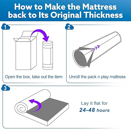 Miniatura 7 de Pro Goleem Colchón Pack and Play (38 x 26 pulgadas), protector de colchón impermeable Pack n Play con bolsa de transporte, colchón suave para bebés